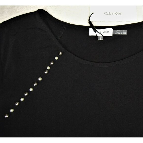 NWT Calvin Klein Pearl Embellished Blouse Top - Picture 7 of 8